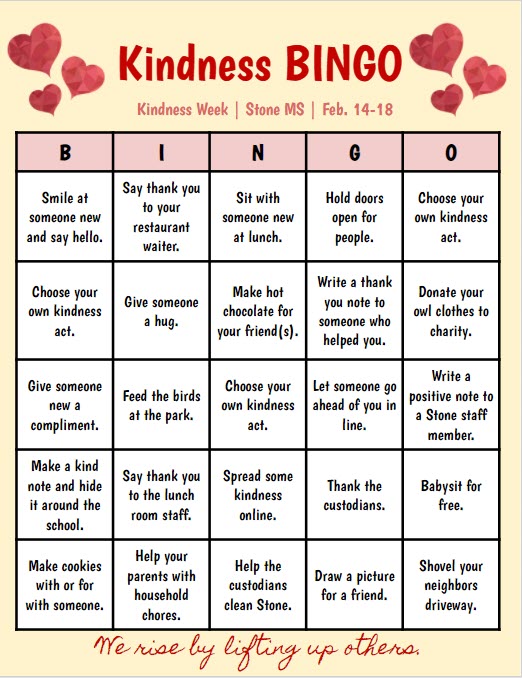 kindness bingo board